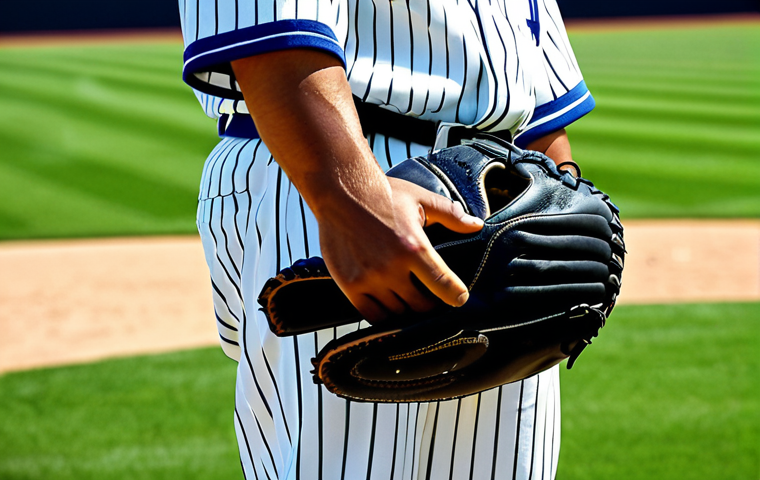 Pitcher's Glove**
A baseball pitcher holding a dark, single-color glove, hiding the ball, on a sunny baseball field, fully clothed in a professional baseball uniform, appropriate attire, safe for work, perfect anatomy, natural proportions, professional sports photography, high quality, family-friendly.
**