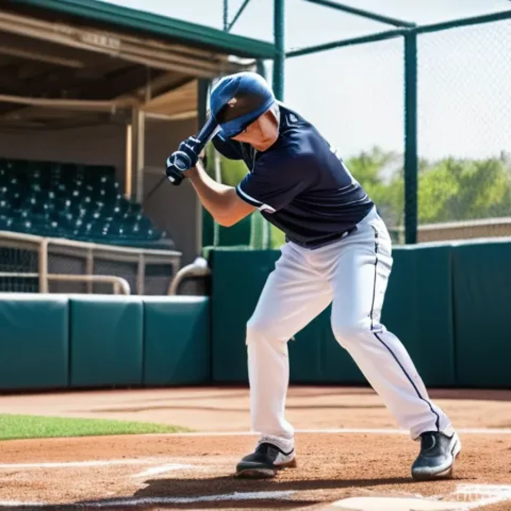 야구 드릴 연습법 - A male baseball player, in his early 20s, wearing a clean, modern baseball uniform with a cap, is in...