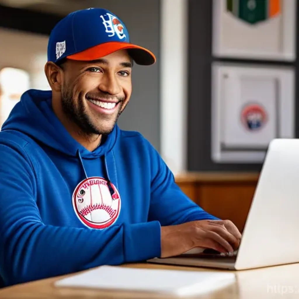 야구 팬을 위한 선물 추천 - A warm and cozy image of a 30-40s male baseball fan, with a gentle smile, sitting comfortably at his...