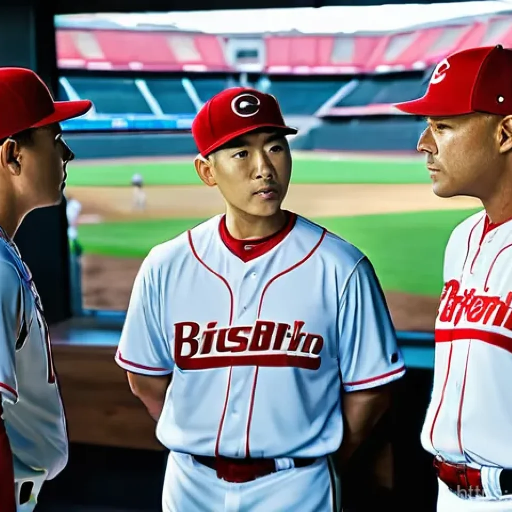 야구 코칭 가이드 - A professional KBO baseball coaching staff, consisting of a head coach and several assistant coaches...